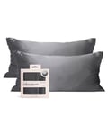 Kitsch 100% Satin Pillowcase with Zipper, Softer Than Silk Pillowcase for Hair & Skin, Cooling Pillow case, Satin Pillow Case Cover (King (2 Pack), Charcoal)