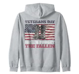 Veterans Day Never Forget the Fallen USA Flag Soldiers Boots Zip Hoodie