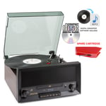 USB Retro 60s Record Player, Speakers, Bluetooth CD Player & Spare Cartridge MP3