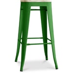 Tabouret de Bar - Design Industriel - Acier & Bois - 76cm - Stylix Vert