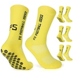 Gohanny Chaussette Antidérapante Foot Homme Femme Lot de 3 Grip Socks Football 39-46 Football Socks pour Basket Trekking Cyclisme Tennis Yoga,Jaune