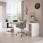 Bureau d'angle design moderne 180x160 blanc Vilnis