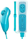 Télécommande Motion Plus 2 En 1 Pour Wii Et Wii U Game Remote Controller Motion Plus Et Nunchuk Controller Pour Wii Et Wii U Avec Étui En Silicone Et Bracelet - Bleu Clair