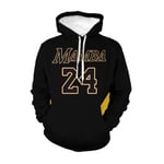 GGLL Mamba Kobe Bryant Sweat à capuche pour homme Automne et Hiver #24 Coupe ample Imprimé HD Noir Taille M