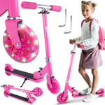 Malplay Trottinette pliante Roues lumineuses Jambes LED Rose foncé skateboard