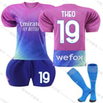 23/24 Ny säsong Borta(2) Associazione Calcio Milan F.C. THEO Nr 19 Barn Jersey-paket Barn-24