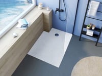 Receveur de douche acrylique blanc mat texturé l.90 x L.140 cm, Allibert Bath & Design Mara