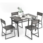 Table a Manger avec 4 Chaises Industrielles, Table Chaise Encastrable avec Étagère en Filet, Cadre en Métal, Ensemble Table et 4 Chaises pour Cuisine