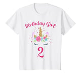 Youth 2nd Birthday Girl Unicorn Shirt 2 Year Old Birthday Outfit T-Shirt