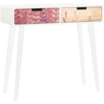 Pegane - Console Table console en bois à caoutchouc et mdf coloris blanc / naturel - Longueur 80 x Profondeur 30 x Hauteur 74 cm