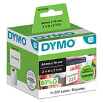 DYMO Authentic LabelWriter Multi-Purpose Labels | 54 mm x 70 mm | Self Adhesive | Roll of 320 Easy-Peel Labels | for LabelWriter Label Makers | Made in Europe