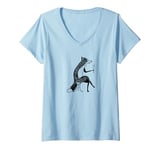 Womens Fox Raising A Glass of Sparkling Champagne, Pop the Bubbly V-Neck T-Shirt