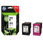 HP blekkpatroner 302 2-pakke Cyan Magenta Gul Sort