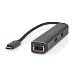 USB Multi-Port Adapter | USB 3.2 Gen 1 | USB-C Hane | HDMI Hona / RJ45 Hona / 3x USB-A Hona | 5 Gbps | 0.20 m | Rund | Guldpla