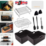 13x Air Fryer Accessories Set Steel Rack Grill Baking Pot Dual Basket for Ninja