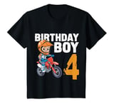 Youth Funny 4 Year Old Birthday Boy Motocross 4th Birthday T-Shirt