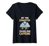 Womens Exhaustion And Burnout Being Overworked Teacher V-Neck T-Shirt