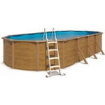 Piscine hors sol metal aspect bois TRIGANO Canyon 7,60 x 3,90 m. 1,20 m. de haut.