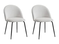 Lot de 2 chaises en velours côtelé et acier inoxydable noir - Crème - MELBOURNE