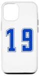 Coque pour iPhone 12/12 Pro Bleu Numéro 19 Équipe Junior Sports Uniforme Numéroté