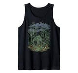 Dark Cottagecore Mystical Forest Cabin Scene Tank Top