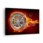 Impression sur Toile 70x50cm Tableaux Image Photo Wheel Flames Rim Decoration