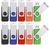 Cle USB 64 Go Lot 10 Clé USB 2.0 Flash Drive Portable USB Flash Drive with Disk Memory Stick External Storage for Computer/TV/Ipad/Car (64GB, Multicolour)