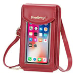 YIXUAN Sac à Bandoulière pour Téléphone Portable Sacs à Main Portés Épaule Femme Sac de Téléphone à Écran Tactile Petit Sac Bandoulière Portefeuille Femme Pochette Telephone Portable (Rouge)