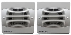 2 x Primeline PEF4020C Centrifugal Timer Extractor Fans for 4"/100mm duct CF100T