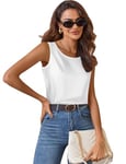 Zeagoo White Satin Tank Tops Silk Cami Top Camisole Tops for Women Scoop Neck Vest Casual Sleeveless Blouses Summer Basic Loose Fit Tank Shirt XL