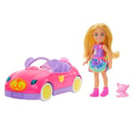 Barbie Chelsea Doll & Toy Car Set with Bear-Themed Convertible & Teddy Bear Accessory, Blonde Small Doll Wears Removable Skirt & Shoes, HXN05