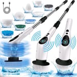 DLD Electric Spin Scrubber, Cordless Cleaning Brush with Adjustable Extension Arm 9 Replaceable Cleaning Heads, Power Shower Scrubber for Bathroom, Tub, Tile, Floor