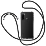 MICASE Collier pour Xiaomi Redmi Note 8T Coque, Étui pour Téléphone avec Cordon Transparente TPU Bumper Lanyard Case Tour de Cou Chaîne Cordon Lanière Housse Etui pour Xiaomi Redmi Note 8T - Noir