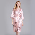 GROPC Women Satin Dressing Gown,Valentines Day Sexy Lingerie Long Silk Silky Thousand Paper Cranes Babydoll Kimono Robe Dress Bathrobe Bridesmaid Wedding Nightie Sleepwear,Pink,Xl