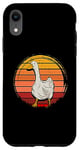 Coque pour iPhone XR Canard blanc rétro vintage avec coucher de soleil amateur de canards