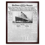 Vintage Newspaper Front Page The Times Dispatch Article Titanic Maiden Voyage Marine Disaster 1912 Art Print Framed Poster Wall Decor 12x16 inch