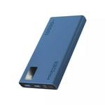 PROMATE 10000mAh Power Bank with Smart LED Display &amp; Super Slim Design. Includes 2x USB-A &amp; 1x USB-C Ports. 2A (Shared) Charging. Auto Voltage Regulation. Charge 3x Devices. Blue Colour.