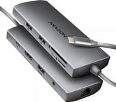 Hub Usb Axagon Hmc-8Hlsa Wieloportowy Hub Usb-C 3.2 Gen 1 Hub, 3X Usb-A + 4K/30Hz Hdmi + Sd/Microsd, Glan, Audio, Pd 100W, 20Cm Usb-C Kabel