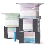 VOUNOT Lot de 7 Sac de Rangement épais Non-tissé XXL Grande Capacité 3 housses de rangement avec Poignée EDENOO 3 Sacs Sous Vide et 1 pompe Idéal pour Duvet Couettes Vetements