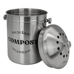 Composteur, bac, poubelle à compost de cuisine - 5 l - Inox Linxor