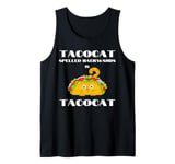 Funny Palindrome Cat Taco Lover Grammar Teacher Humor Pun Tank Top