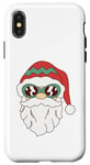 Coque pour iPhone X/XS Lunettes de soleil visage de Père Noël barbe et chapeau de Noël drôle