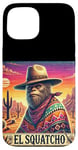 Coque pour iPhone 15 El Squatcho Bigfoot Cowboy Sunset Funny Western Sasquatch