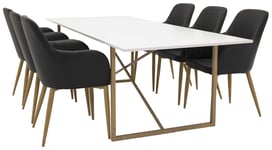 Venture Design Palace & Comfort matgrupp Vit/svart 6 st stolar & bord 240 x 100 cm