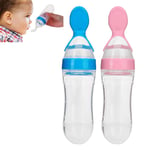 Hot 90ml Silicone Baby Toddler Feeding Bottle With Spoon Food Cereal Sque