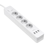 KabelDirekt – Bloc multiprise (4 prises, 3 porte chargeurs USB, max. 4,8 A, charge max. multiprise, 4000 W, 250 V, 16 A, certifié GS et TÜV, sécurité enfant, protection parafoudre, surtension)