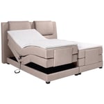 Ensemble complet boxspring tête de lit + sommiers relaxation électrique + matelas + surmatelas - 2 x 80 x 200 cm - Tissu - Beige - castel ii de