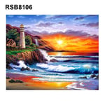 N-R Digital Painting, River Boat City Landscape Picture DIY Wall Oil Painting By Numbers Home Decor - RSB8124