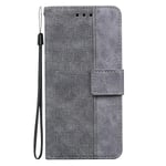 Yhteensopiva Google Pixel 7 Pro Case Premium Pu -nahkaisen geometrisen kohokuvioidun läppätyn lompakon suojuksen jalustan kanssa - harmaa