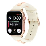 Apple Watch Series 4 40mm äkta läderarmband med fästanordning i roséguld - Beige